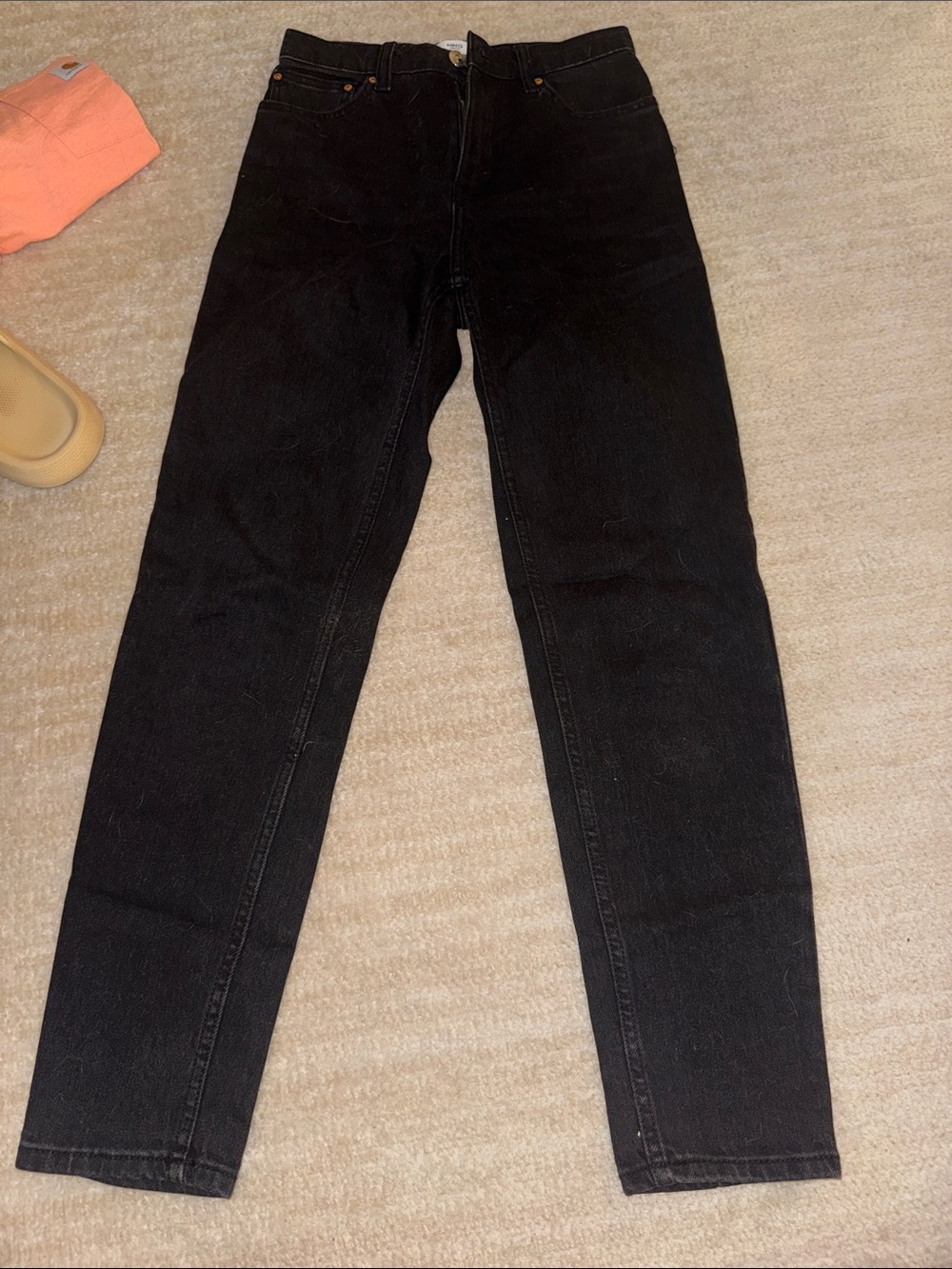 Mango Black High-Rise Straight-Leg Jeans